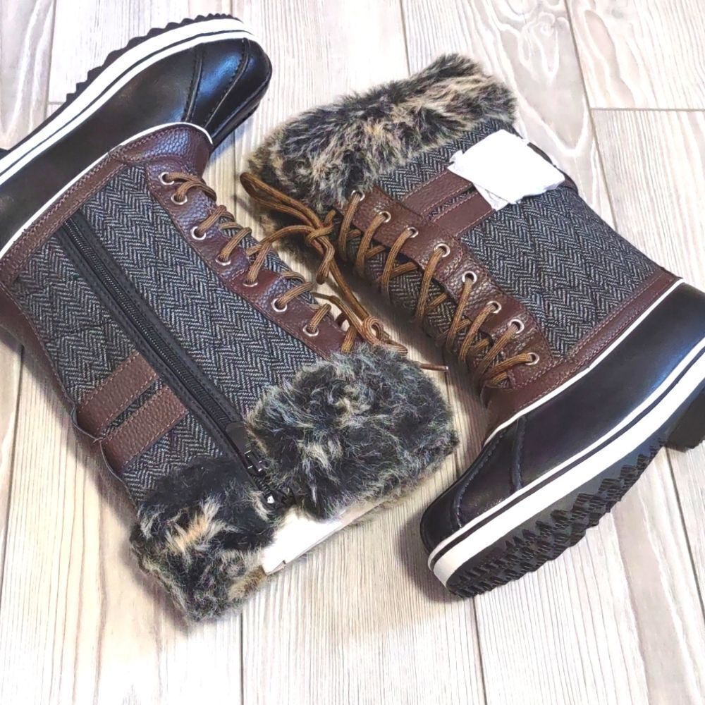 (B-1330) Womens Duck Snow Boots Fuzzy Fur Warm Waterproof Size 5 - Picture 5 of 9